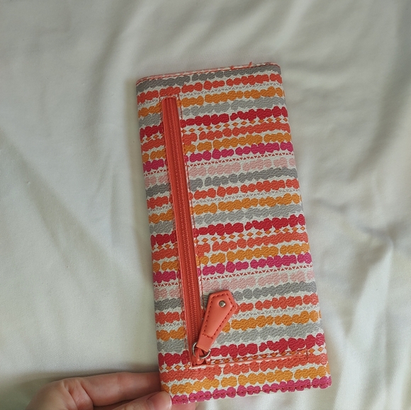 Vera Bradley faux leather coral pink stripe wallet - Picture 5 of 5